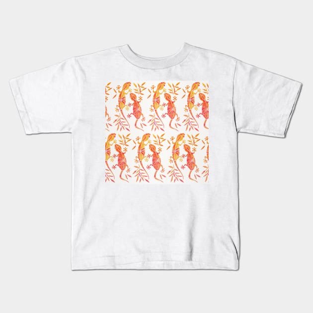 gecko fire Kids T-Shirt by CatCoq